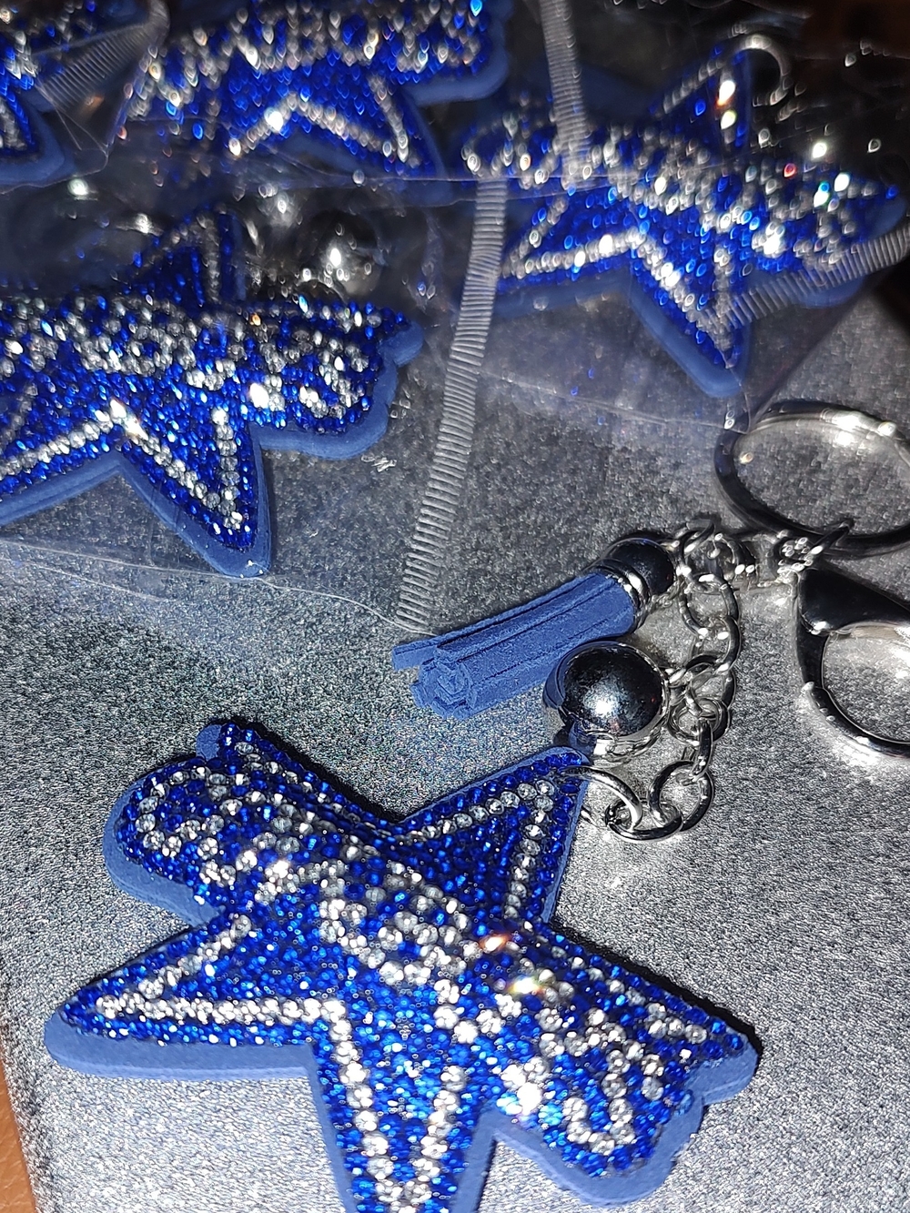 Dallas Cowboys Blue Rhinestone Star Keychain with Tassel